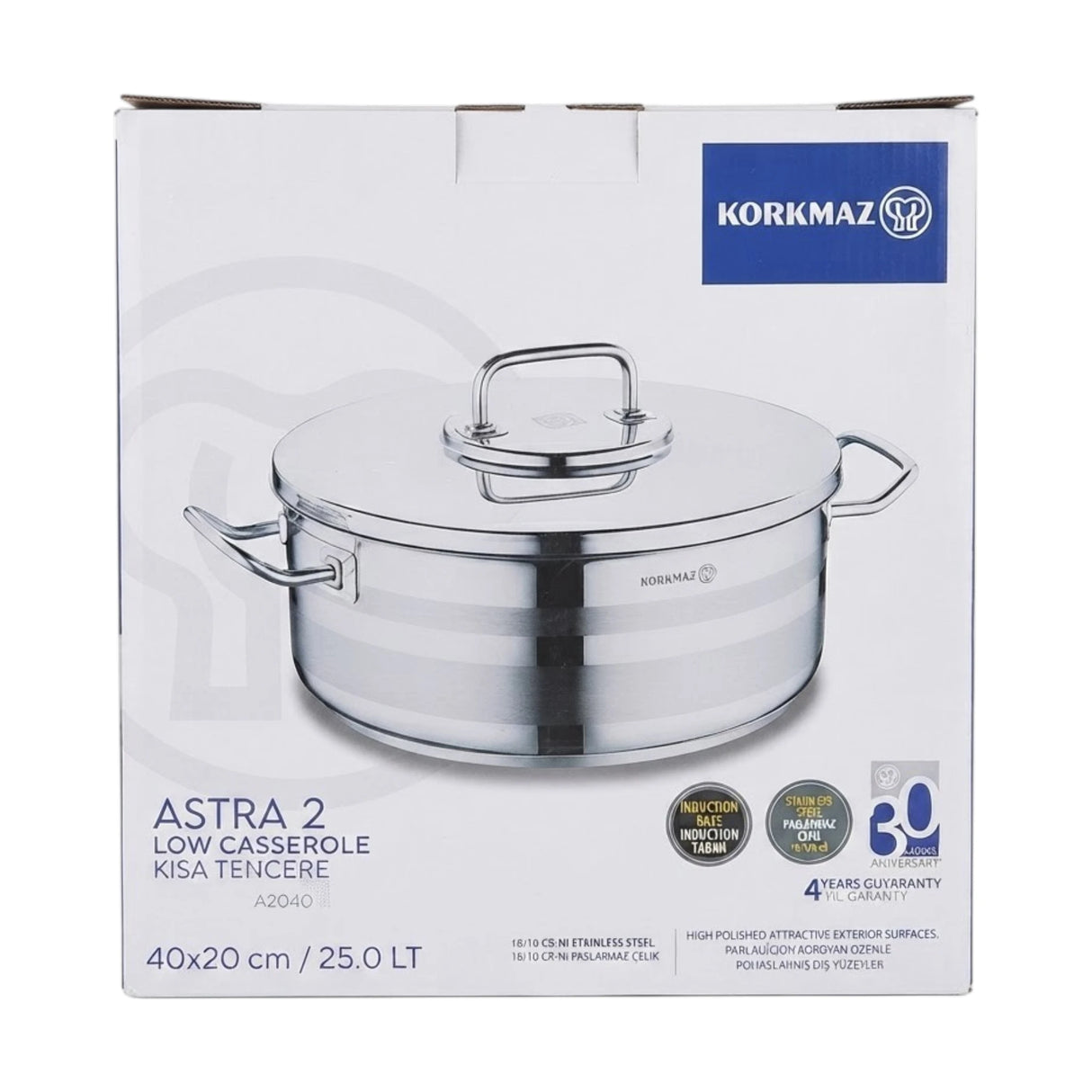 korkmaz ss casserole 25l induction base turkey a2040