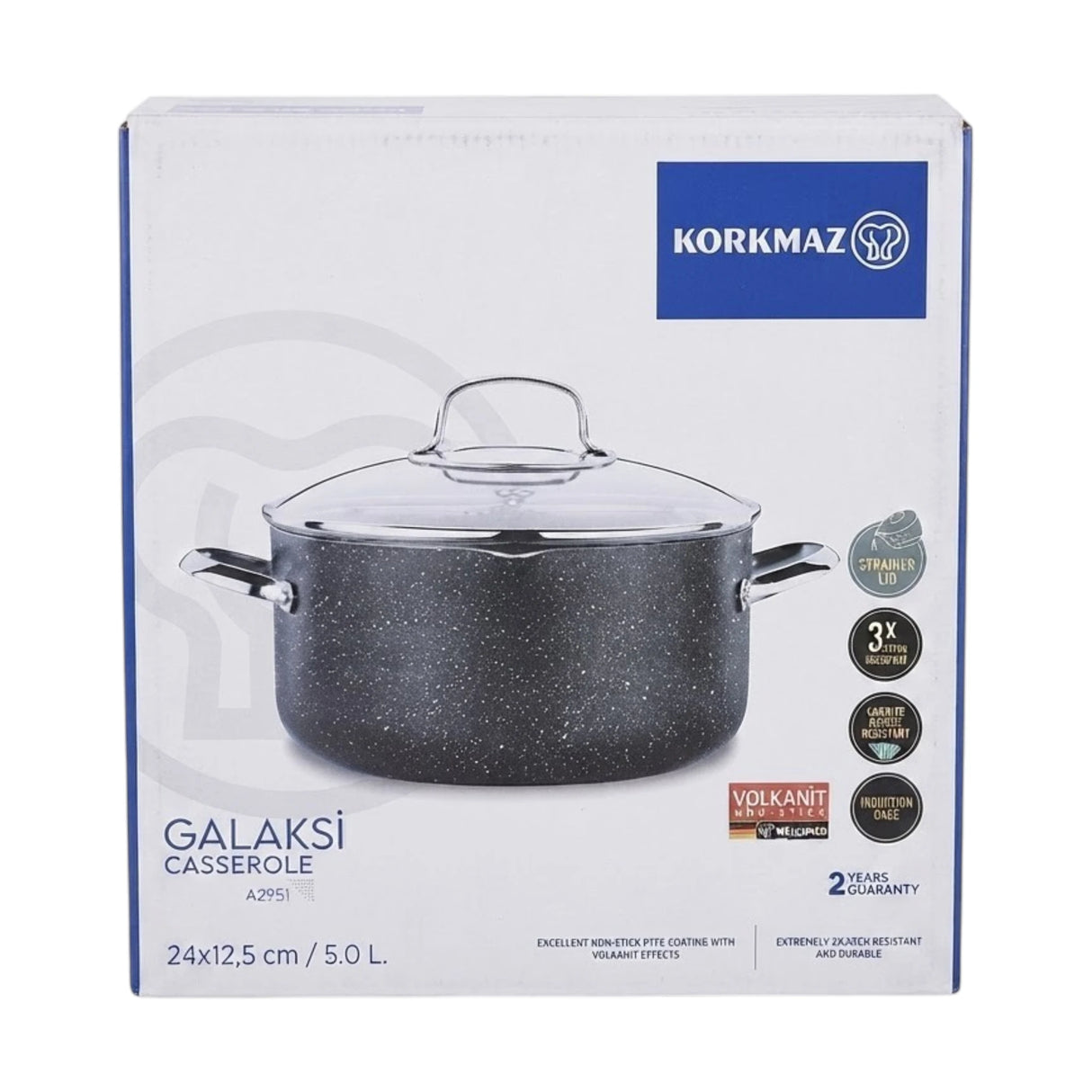 korkmaz nonstick casserole 5l induction base turkey a2951