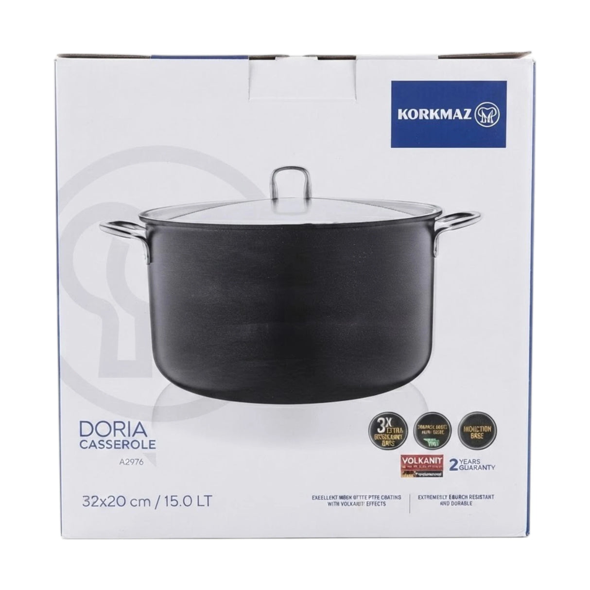 korkmaz nonstick casserole 15l induction base turkey a2976