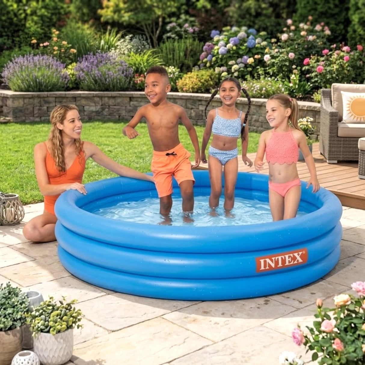 intex wet set collection inflatable kids swimming pool 66" x 15"
