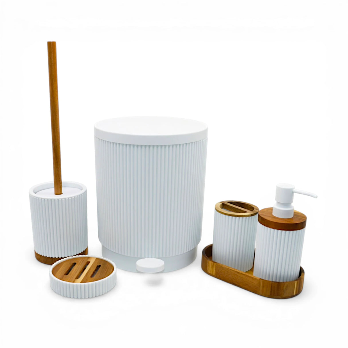 plastic bath set 6pc white china kl9582