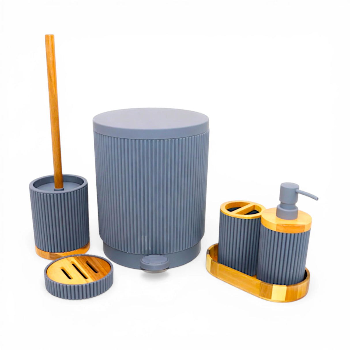 plastic bath set 6pc grey china kl9582