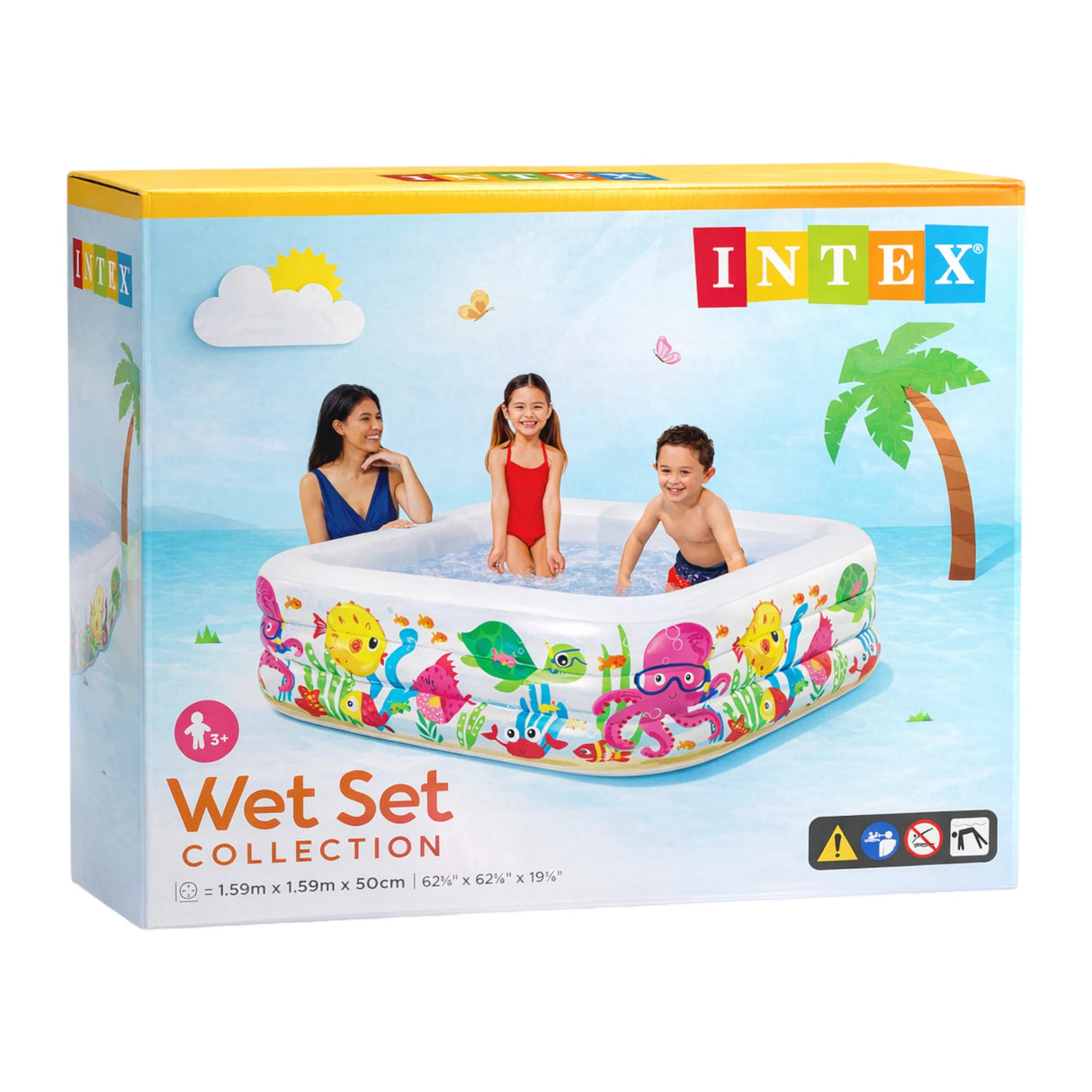 intex wet set collection inflatable kids swimming pool cartoon chracters 62.5"x62.5"x19.5"