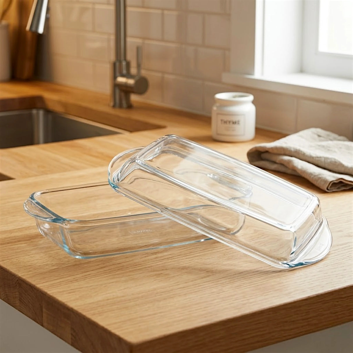 borcam glass dish & lid 11" turkey 59019