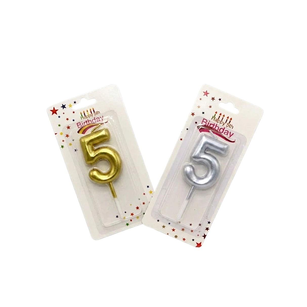 birthday candle #5 golden & silver