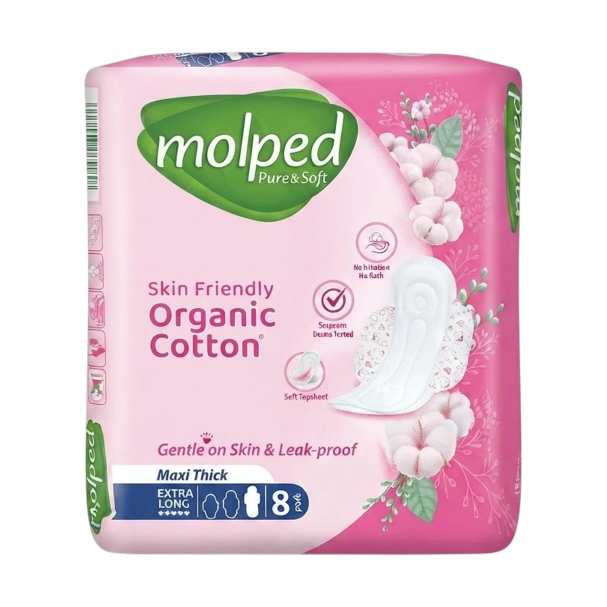molped organic cotton maxi thick extra long 8pc