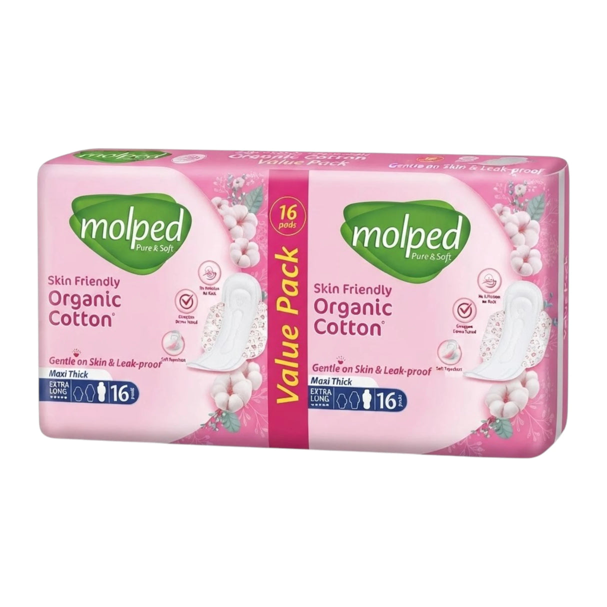 molped organic cotton maxi thick extra long 16pc
