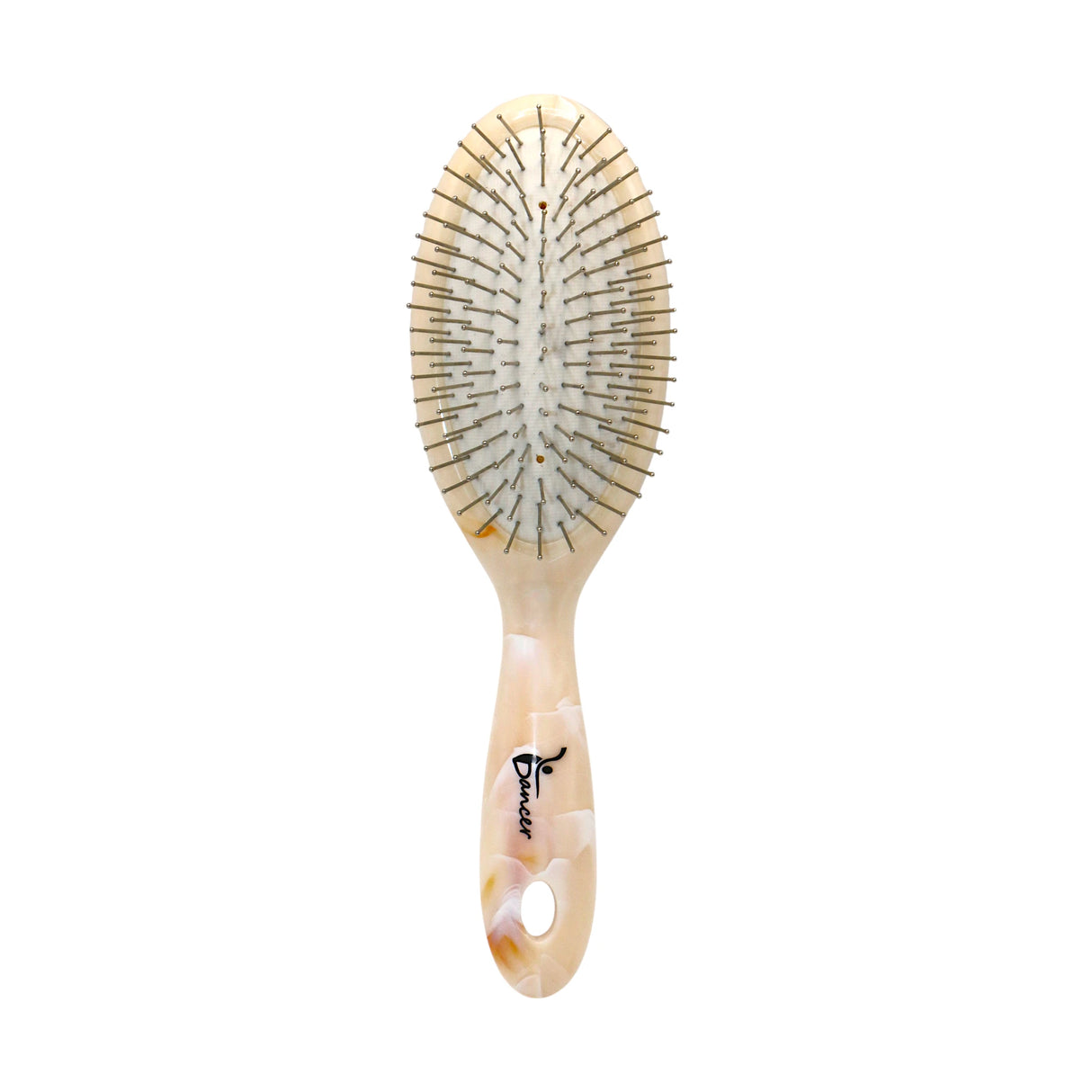 dancer oval paddle hair brush with metal pins plastic cream marble 8240r