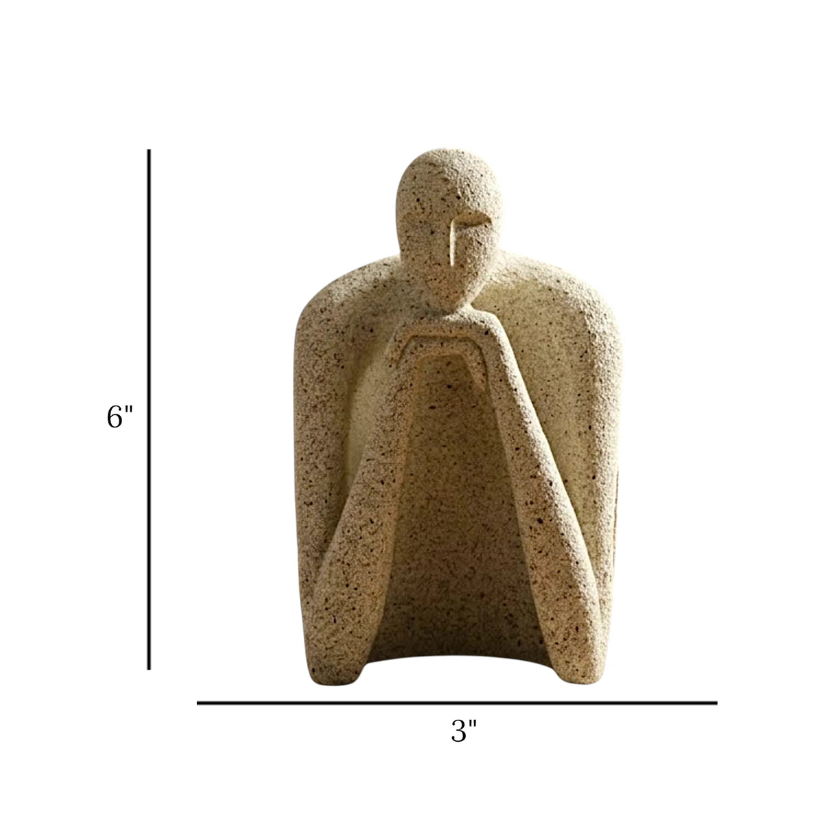 decorative abstract deep thinker hunched figure statue resin beige color 6x3 china