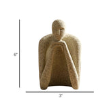 decorative abstract deep thinker hunched figure statue resin beige color 6x3 china