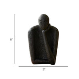 statue deep thinker below one hand black 6x3 china