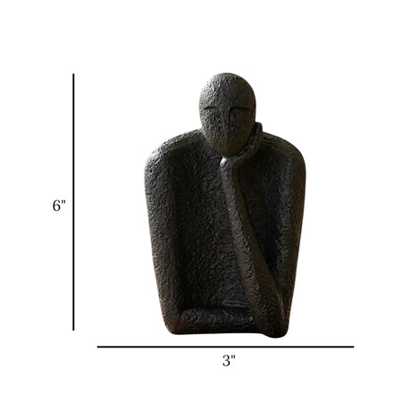 statue deep thinker below one hand black 6x3 china