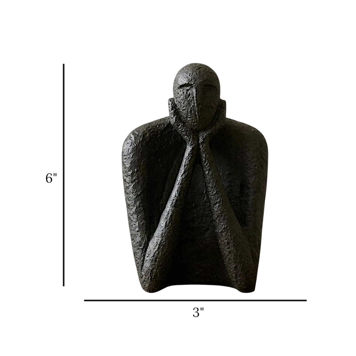 statue deep thinker below 2 hand black 6x3 china