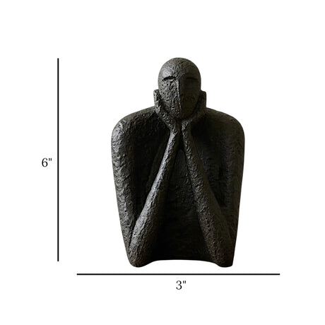 statue deep thinker below 2 hand black 6x3 china