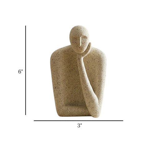 statue deep thinker below one hand white 6x3 china