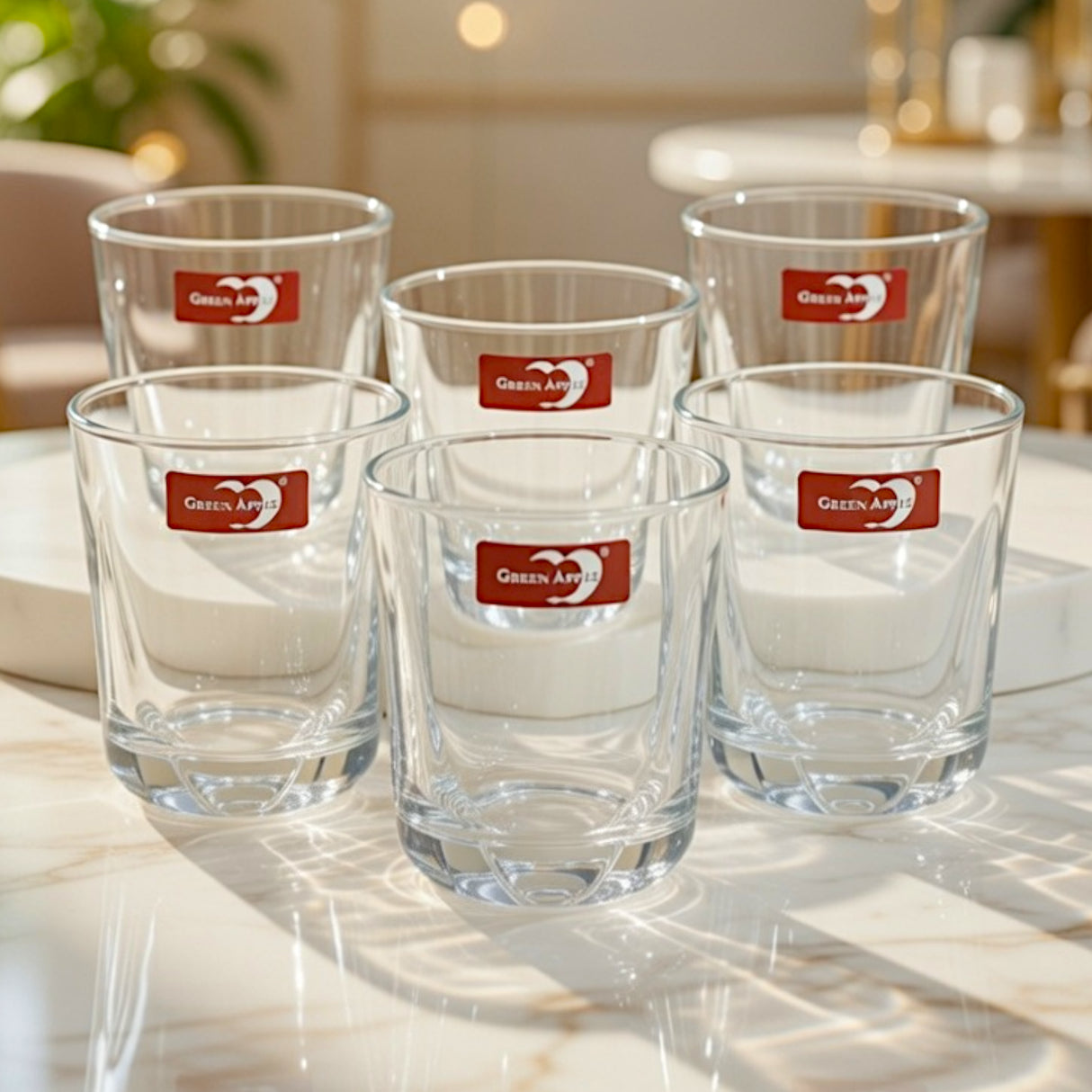 green apple glass tumbler 6pc pak js5224