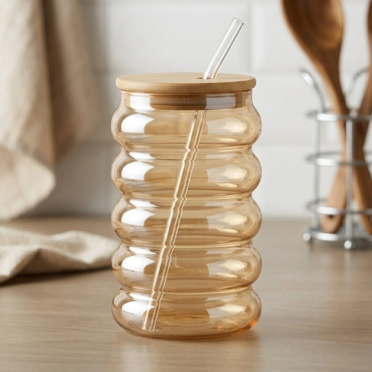 glass mason jar & wood lid golden china 8732