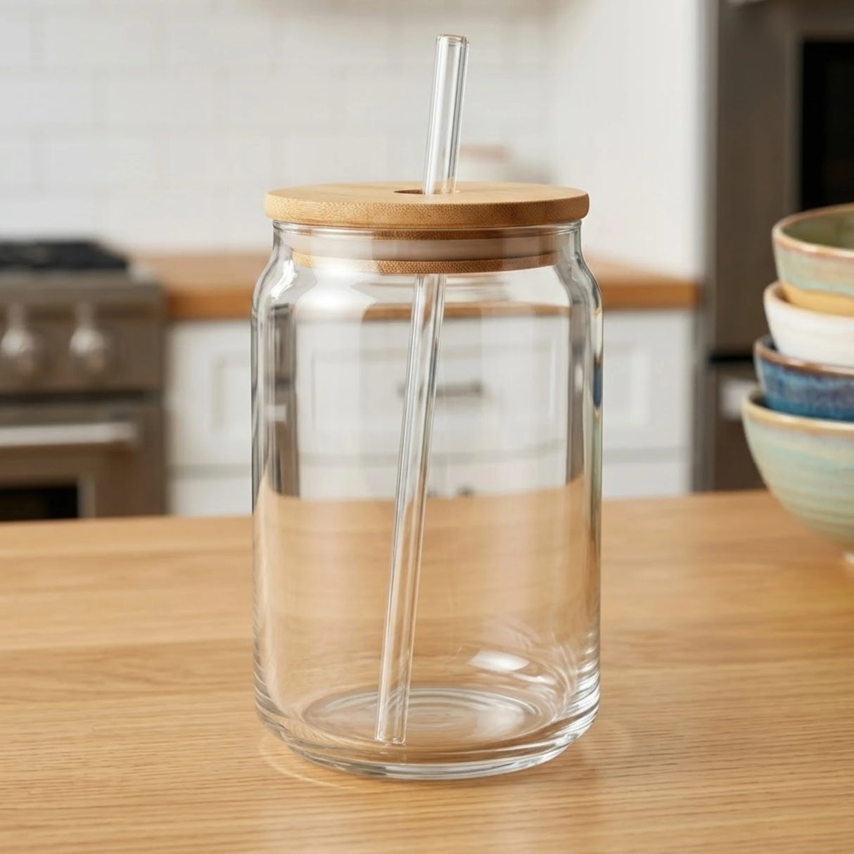 glass mason jar & wood lid china 8735