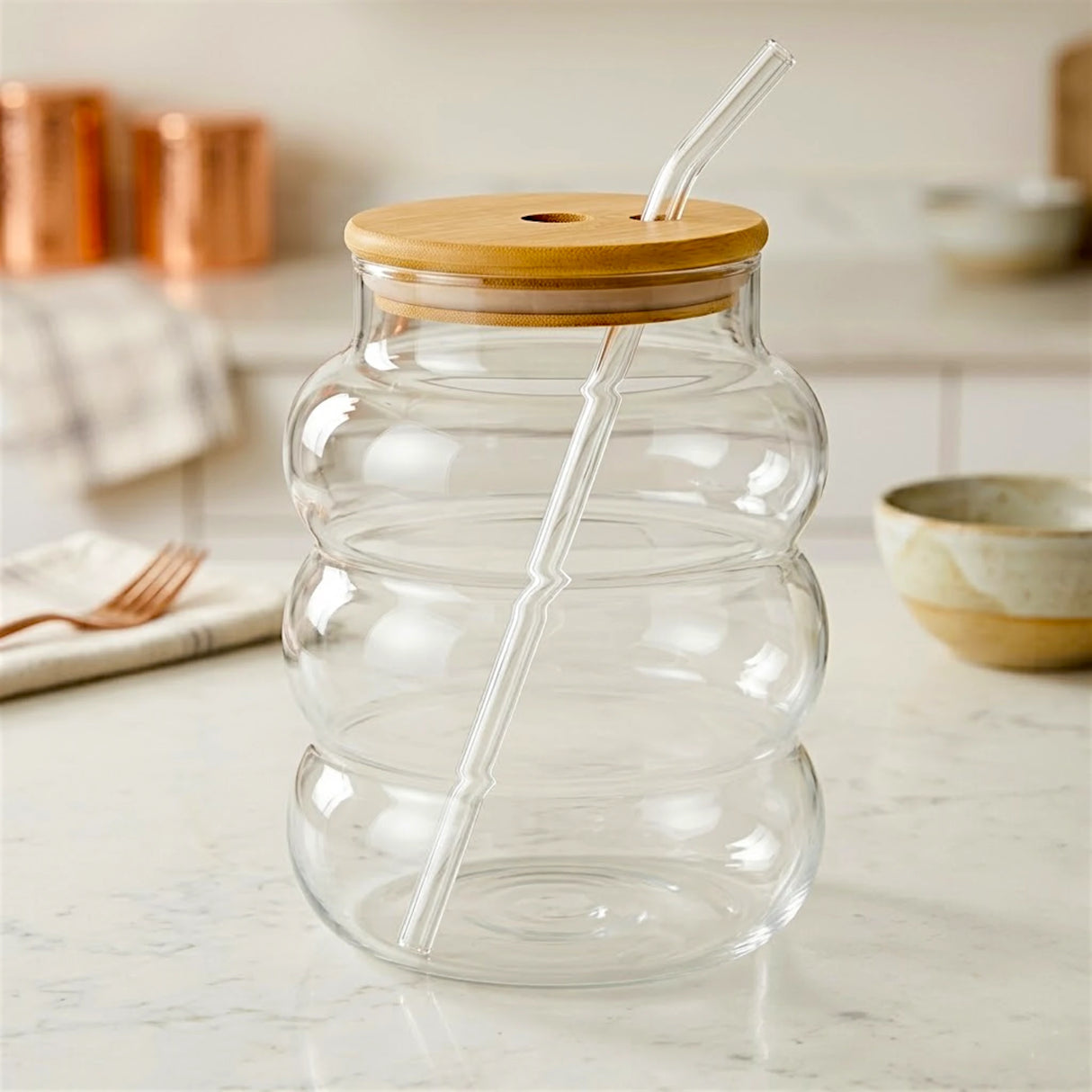 glass mason jar & wood lid china 8738