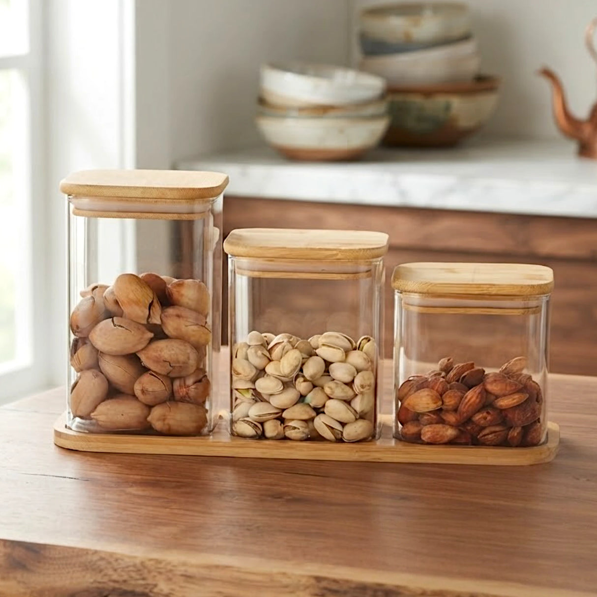 glass jar 3pc square china wd10-l3