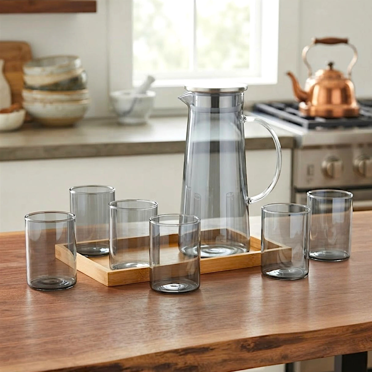 glass water set 8pc gray china gph27+gpb25-2/l8