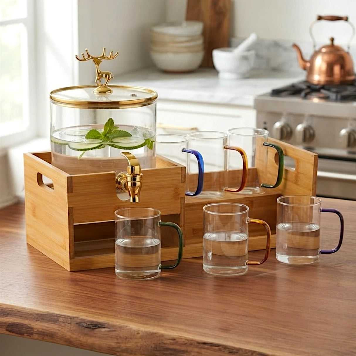 glass water dispenser set 7pc china dpp/l8