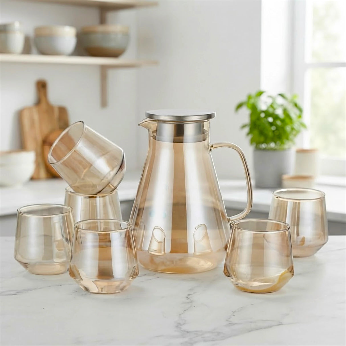 glass water set 7pc china multi color gph78-l7