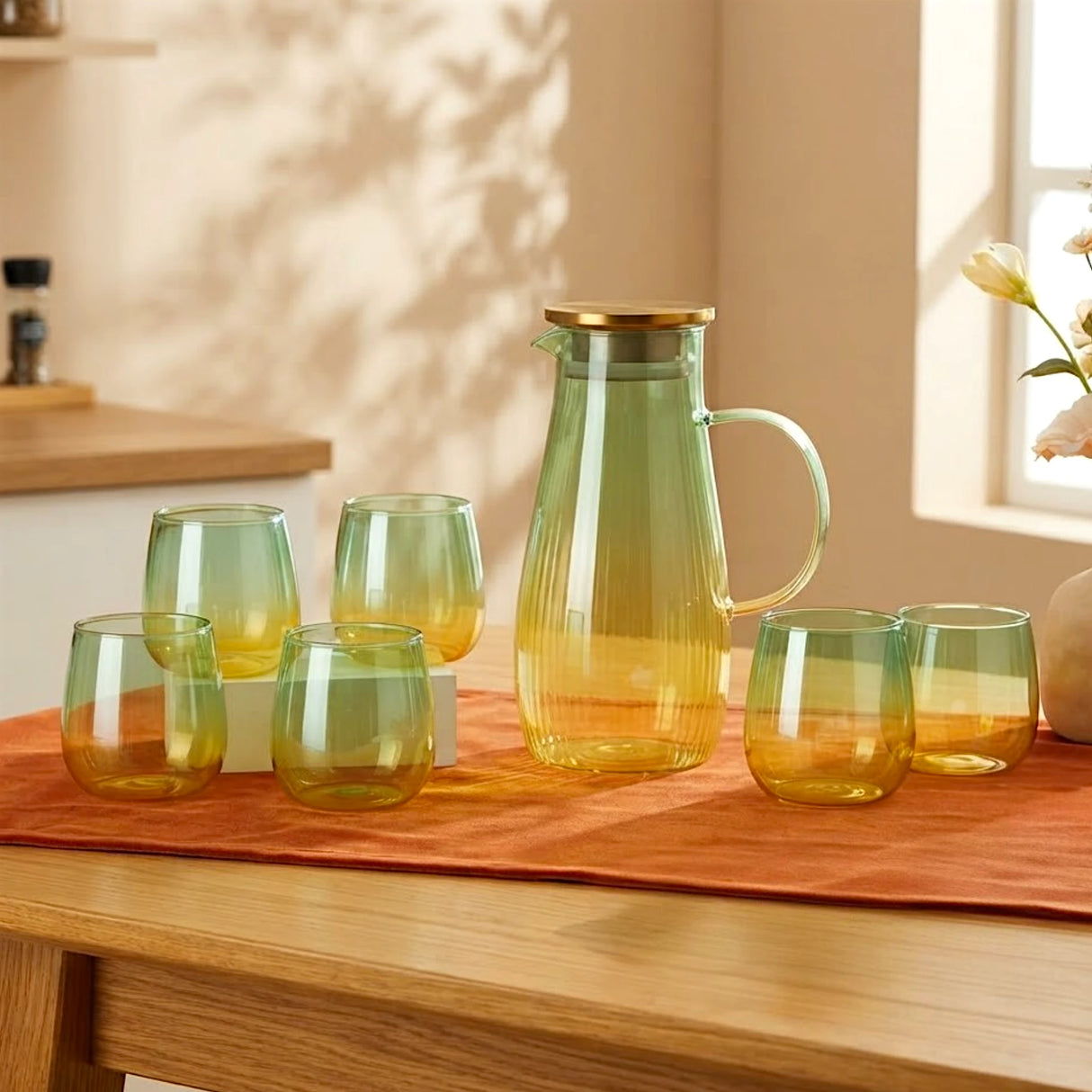 glass water set 7pc china golden gph36-l7
