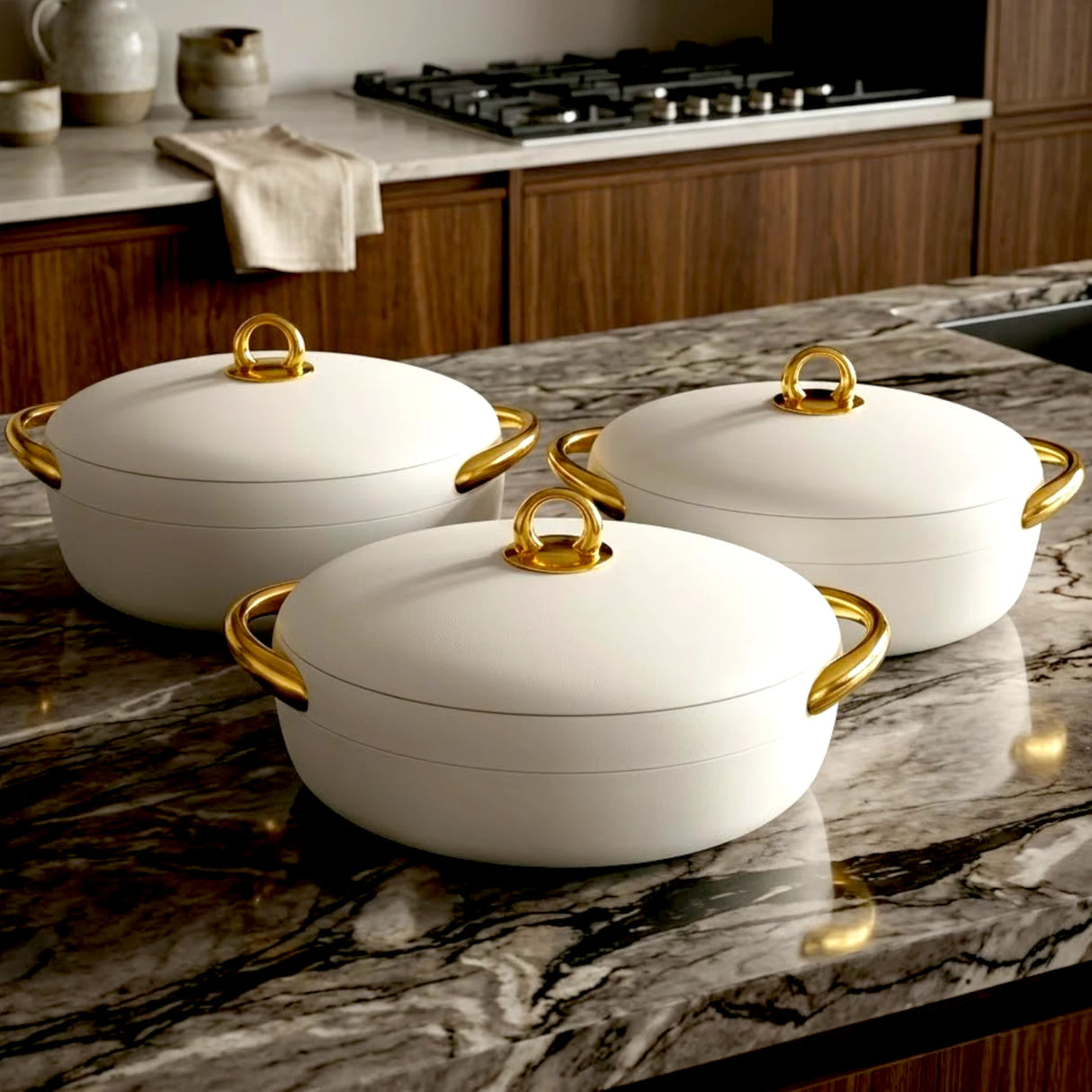 hot pot 3pc oval white china ec915