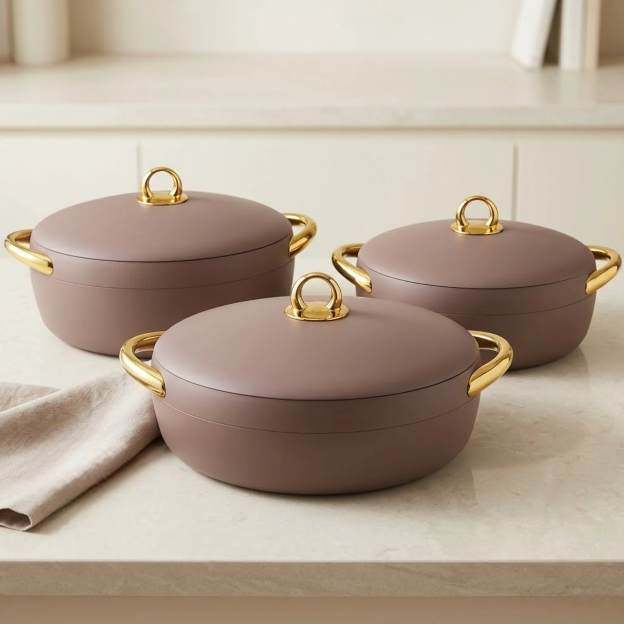 hot pot 3pc oval brown china ec915