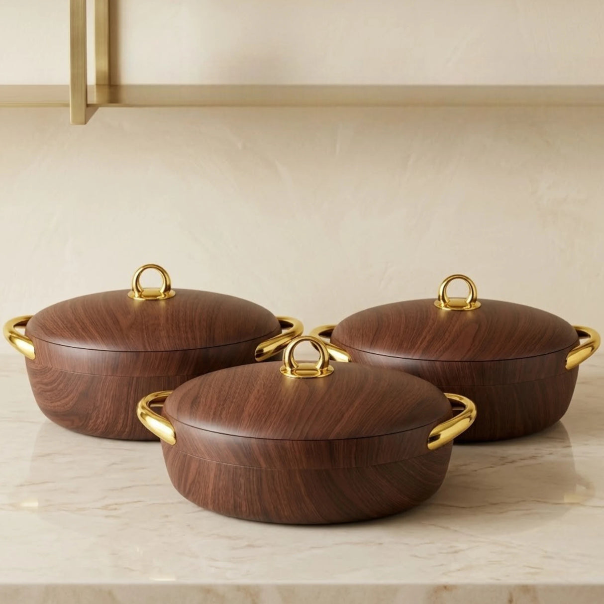 hot pot 3pc oval dark wood china ec915t