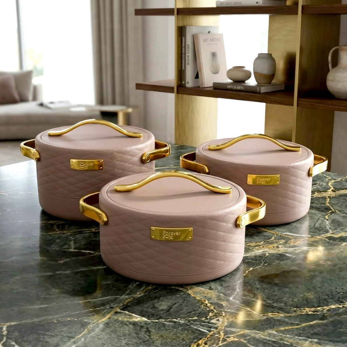 hot pot 3pc round brown china ehp