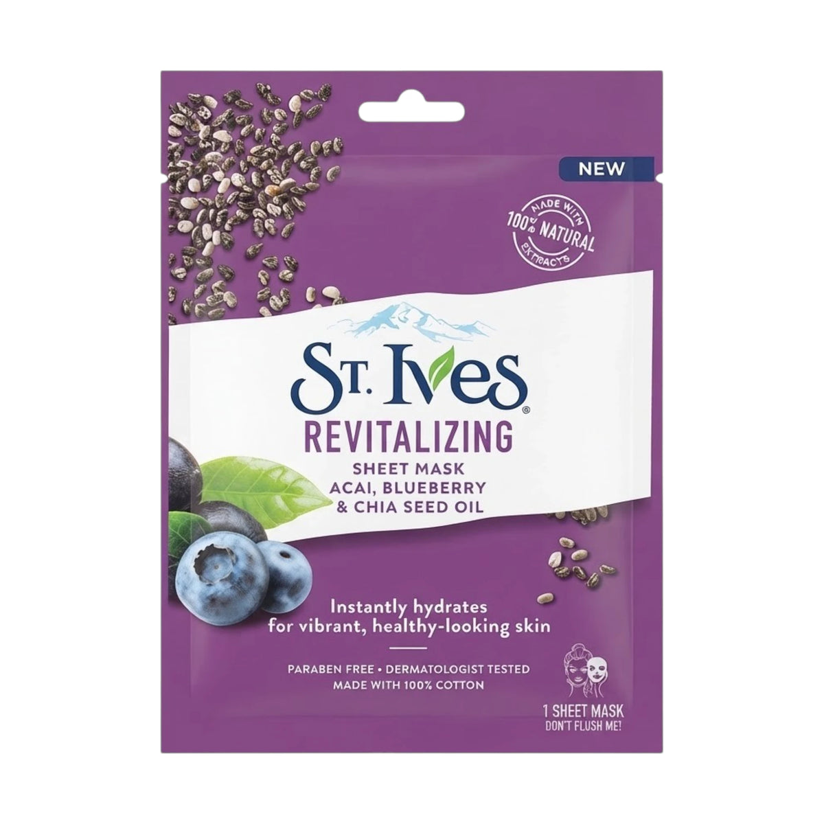 stives sheet mask acai blueberry & chia seed oil 1 mask
