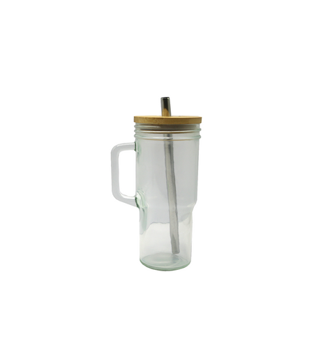 glass mason mug with steel straw large china