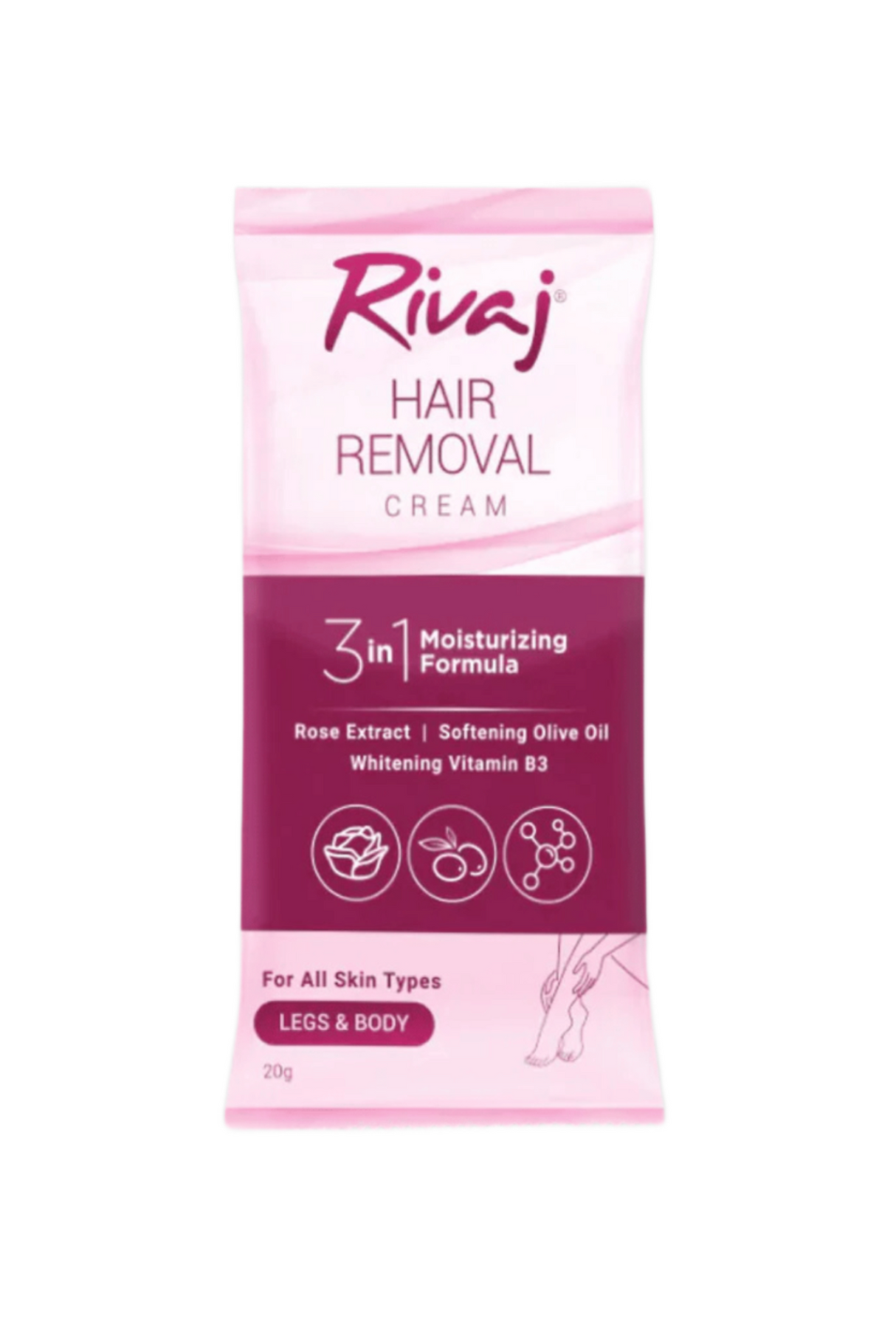 rivaj hair removal cream rose& olive oil 20g
