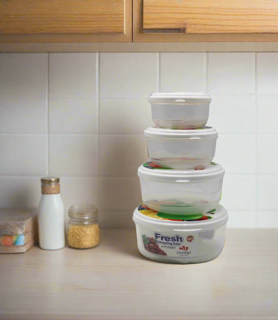 plastic box set 4pc pak fresh keeping round