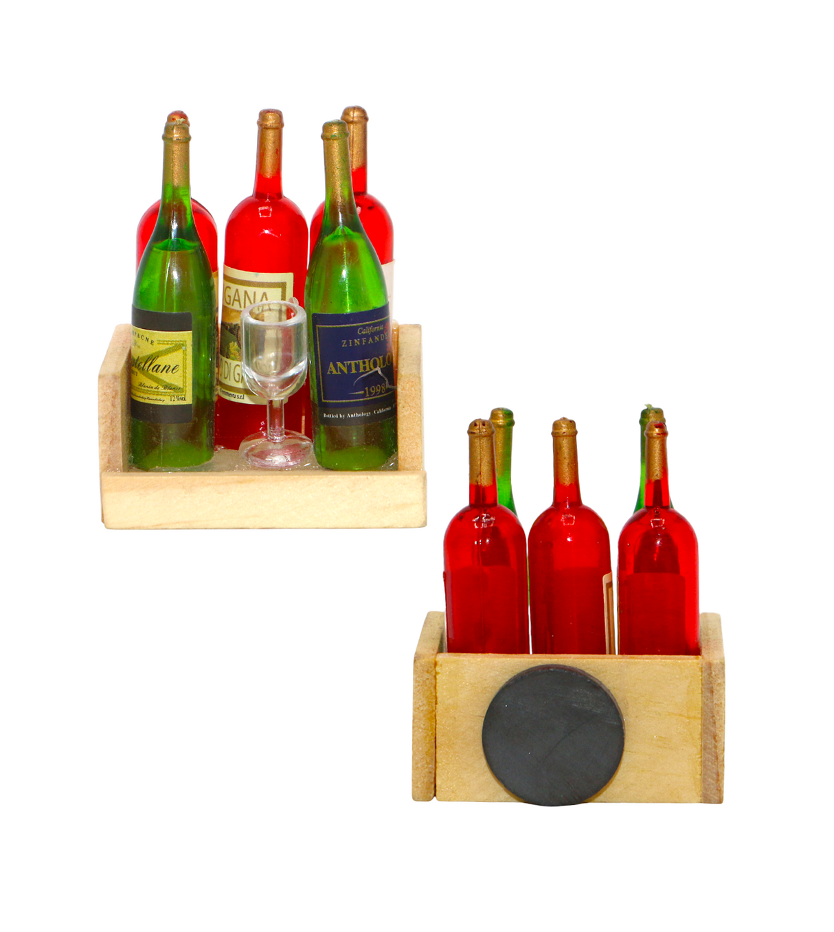 fridge magnet 5 bottles & glass china "2x1.5"