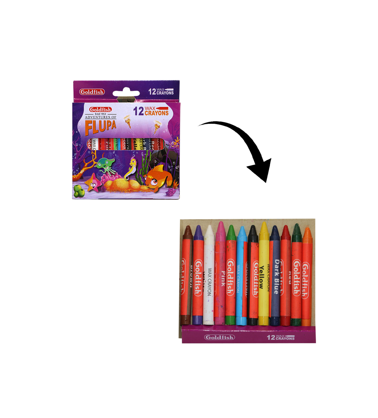 goldfish crayons 12pc small card pack flupa