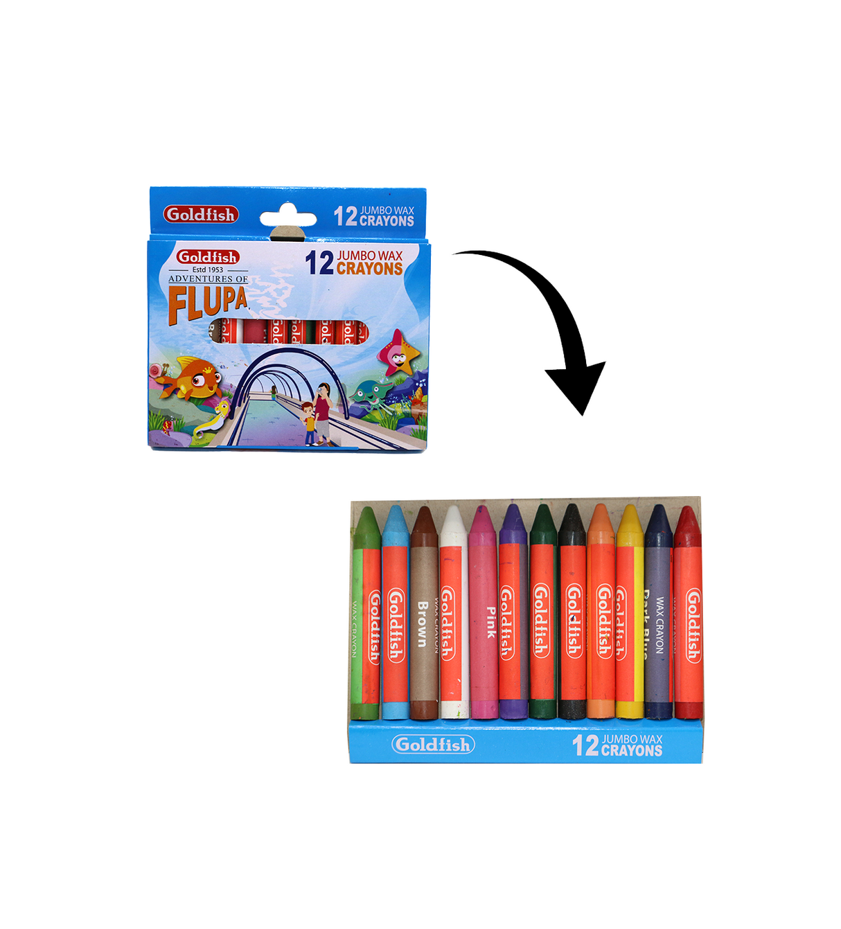 goldfish crayons 12pc large flupa