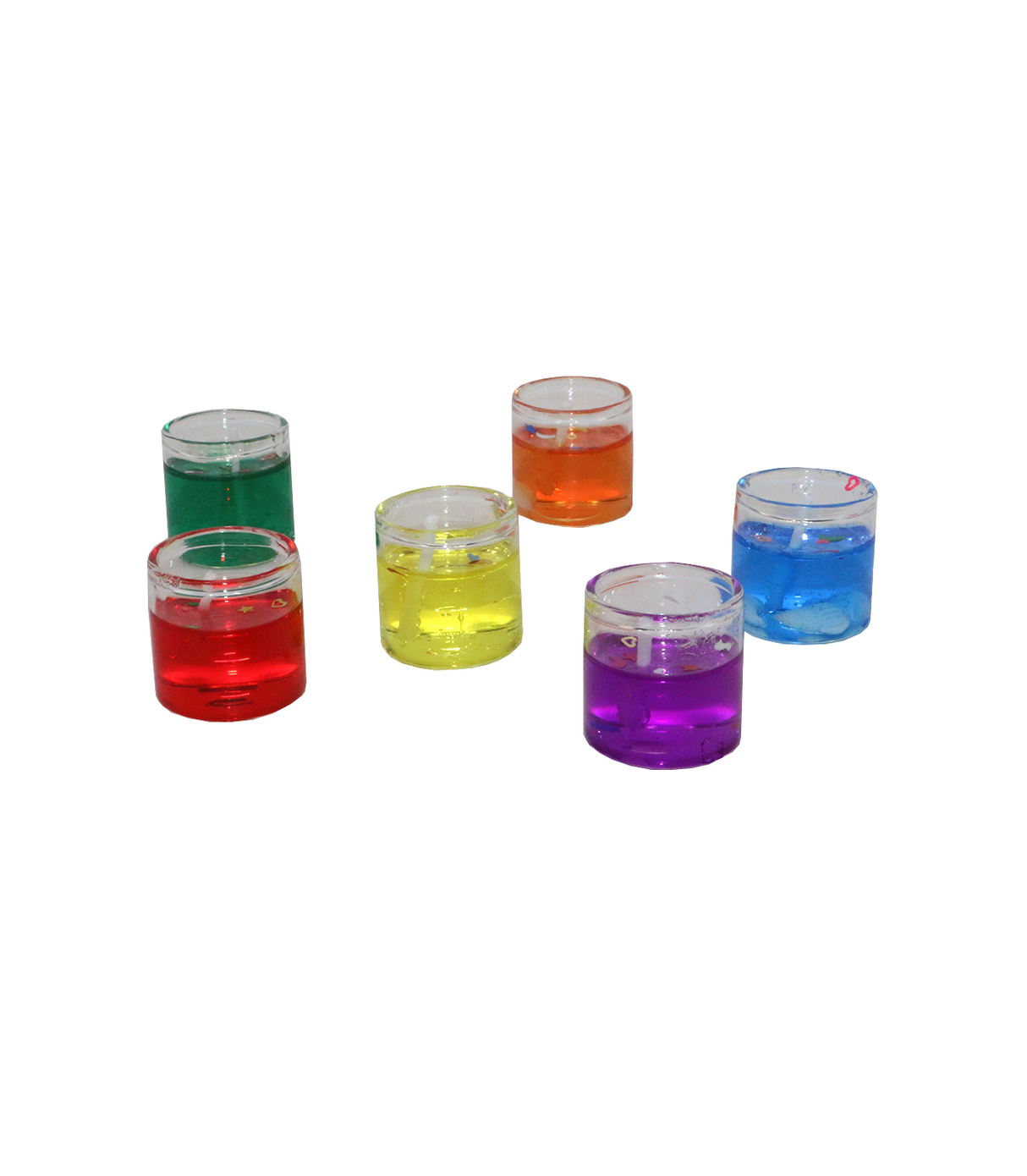 multi colour gell candle 6pc pack d762