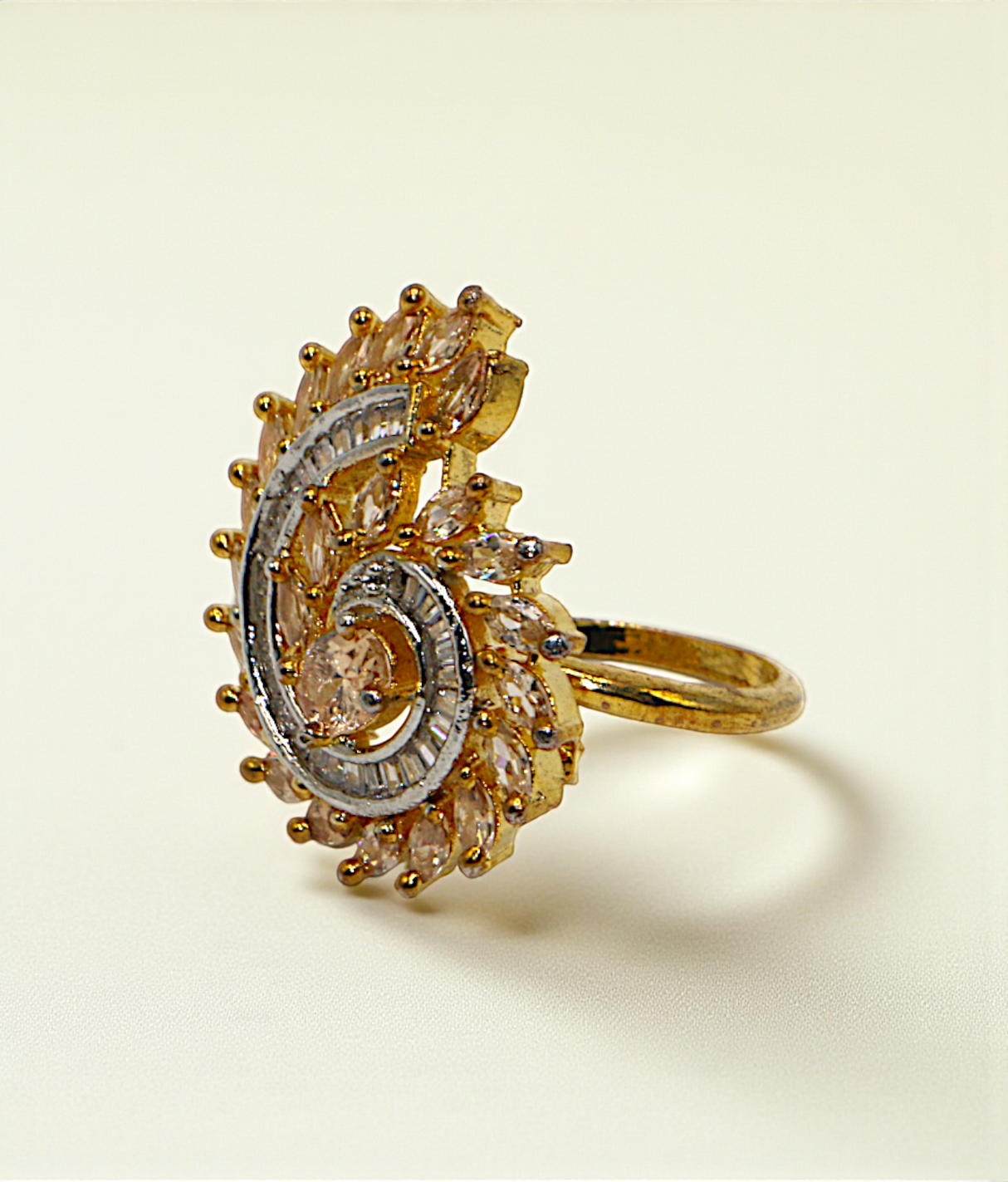 ring adjustable fancy crystal stone