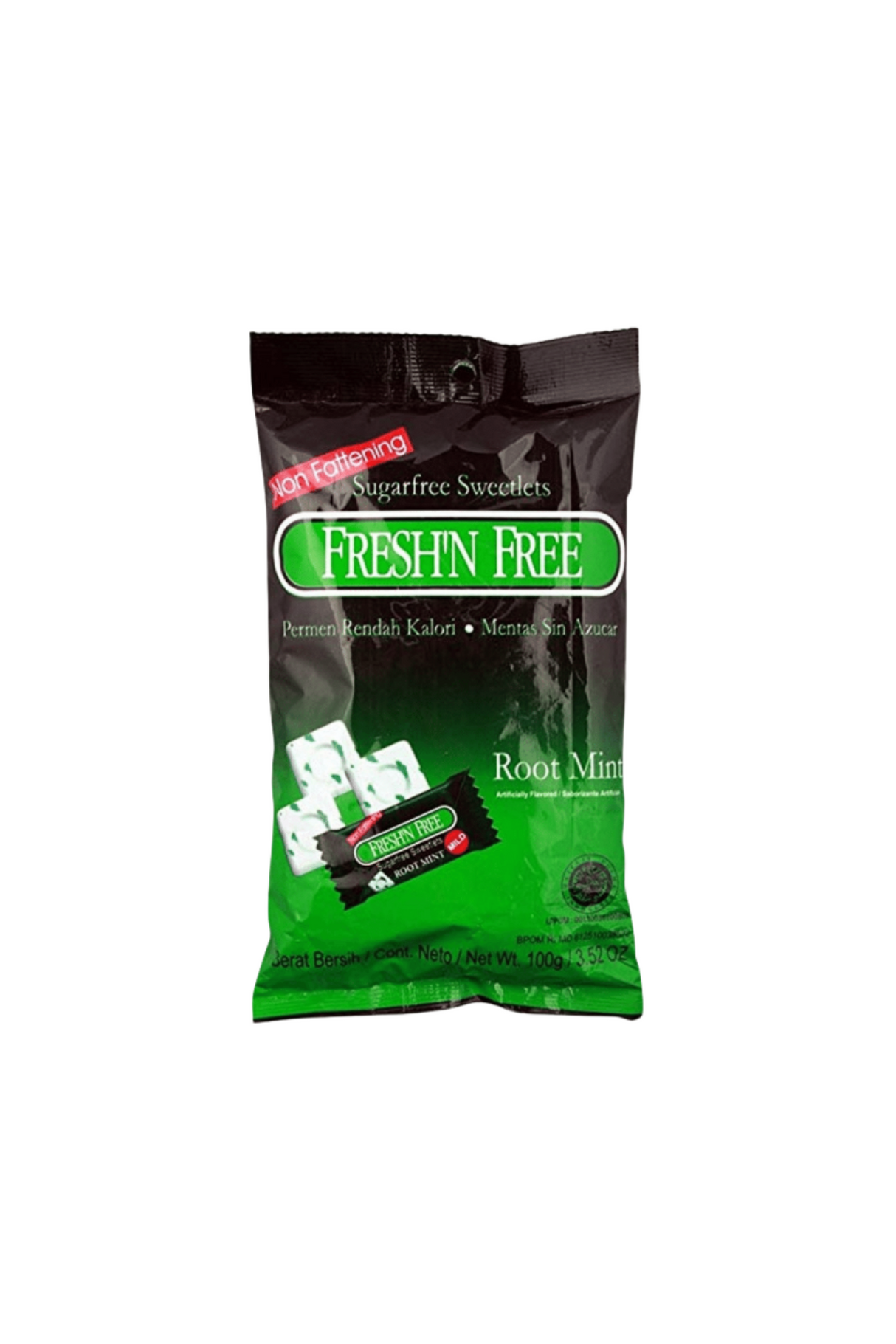 fresh n free candy root mint 100g pouch indonesia