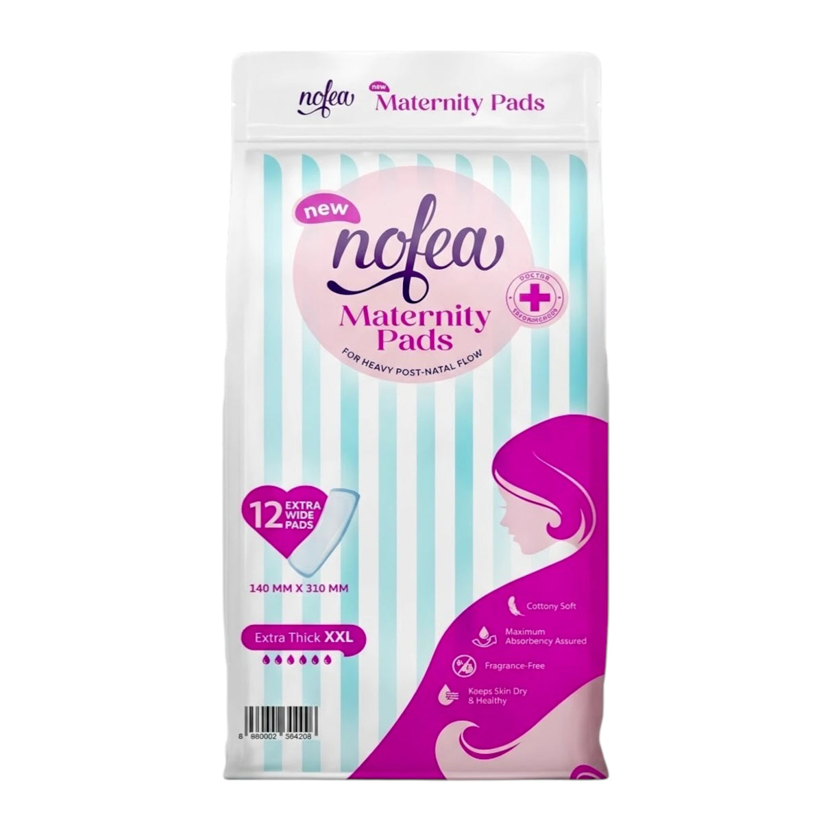 nofea pad maternity extra long 12pc