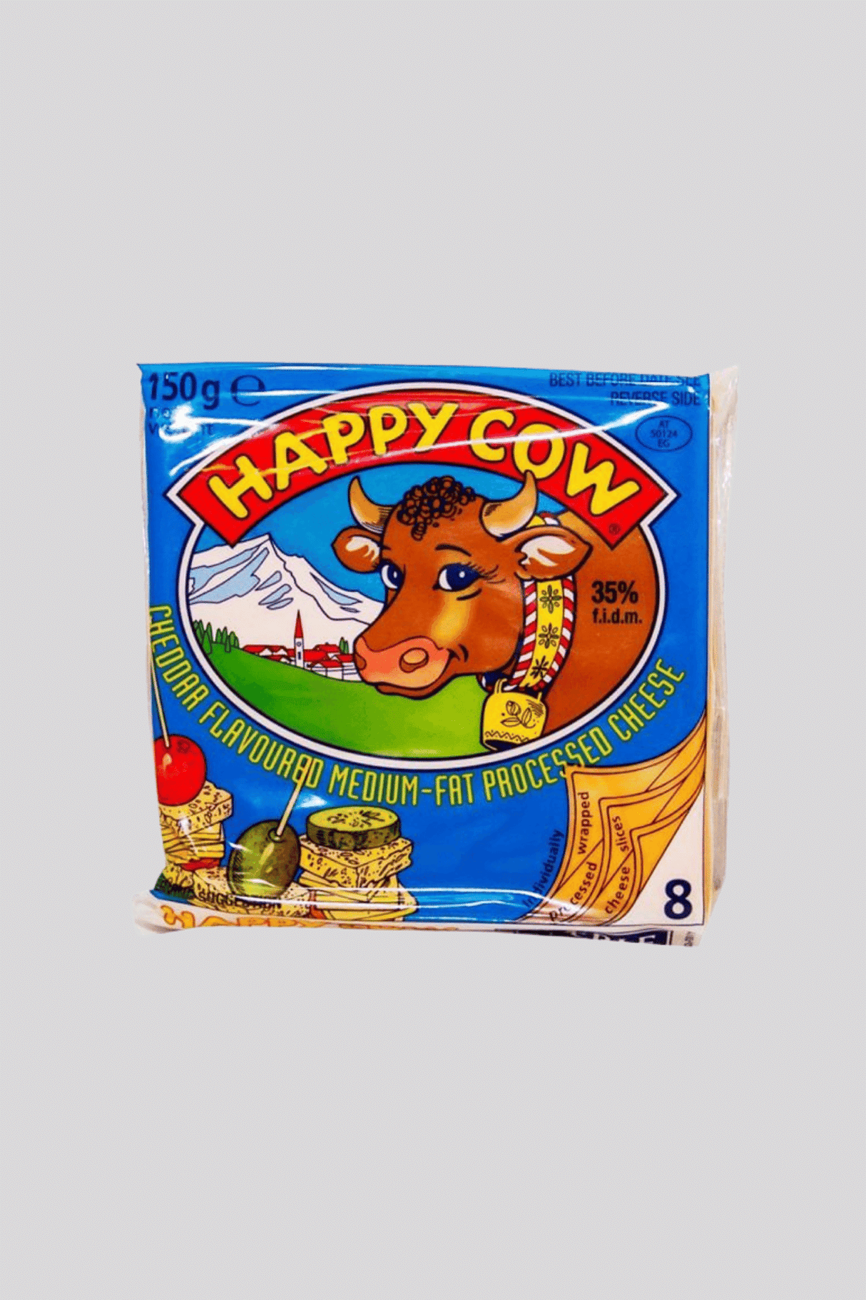happy cow yellow cheddar cheese 150g