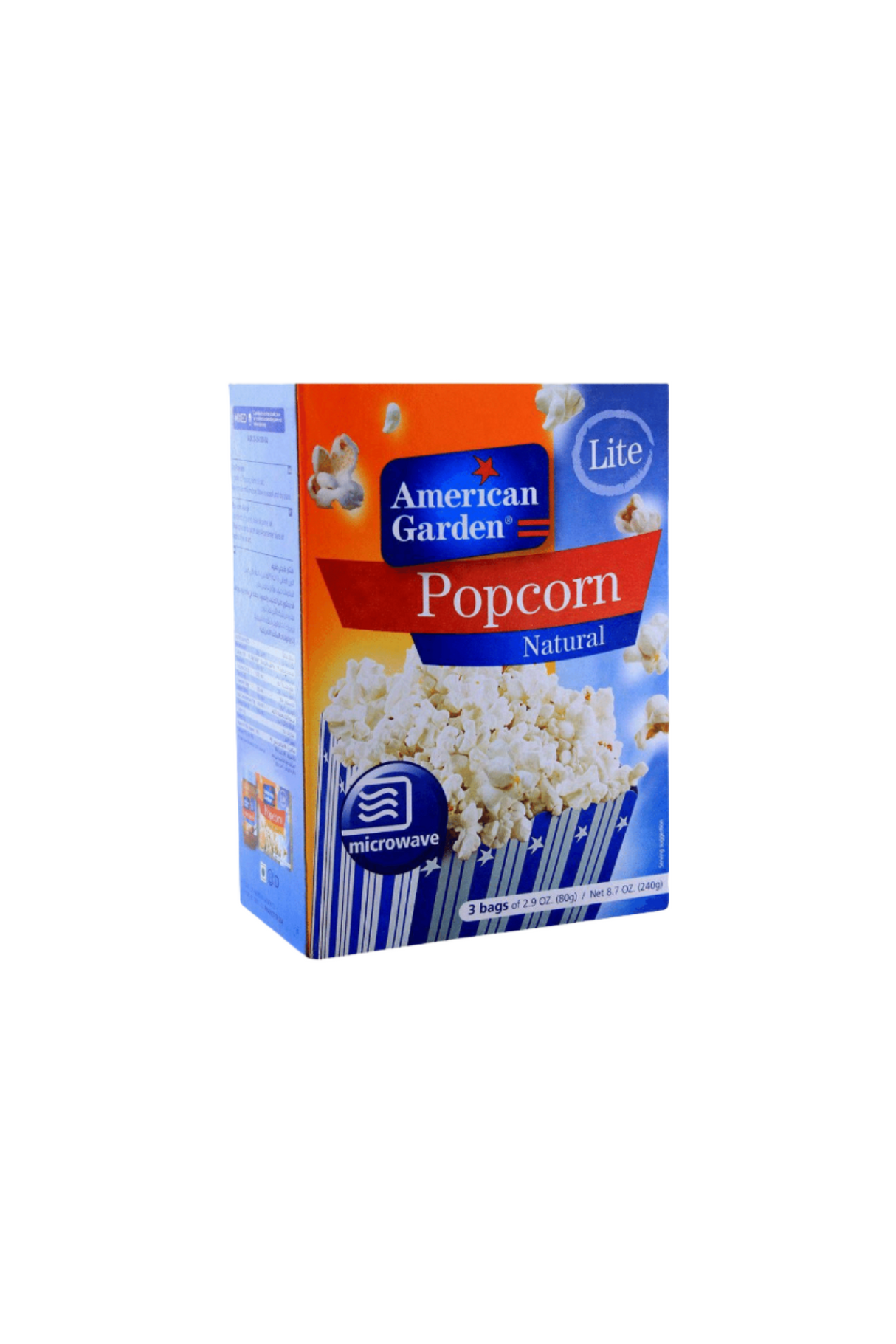 american garden pop corn lite natural 240g