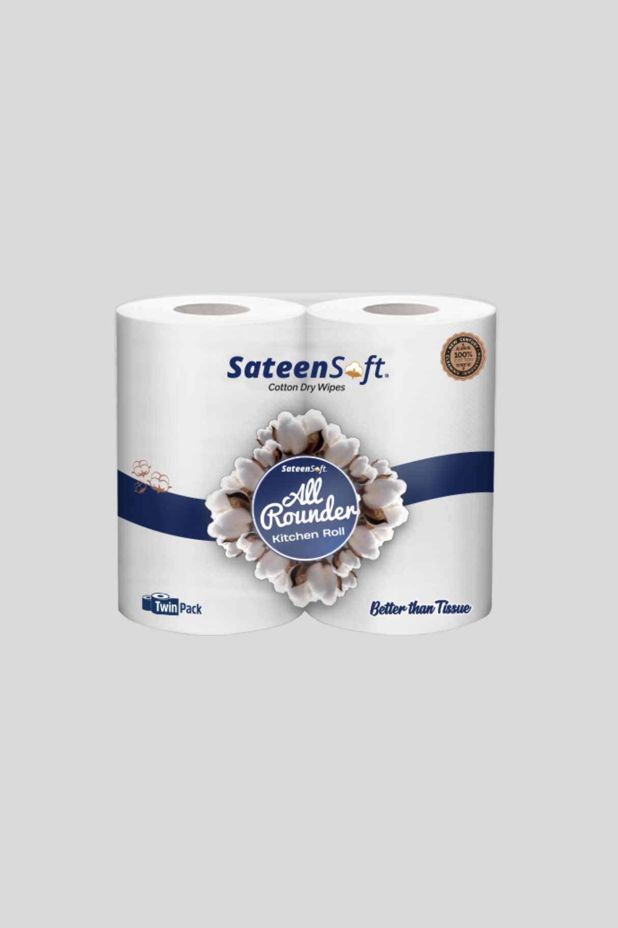 sateen soft tissue kitchen roll all rounder twin pack large