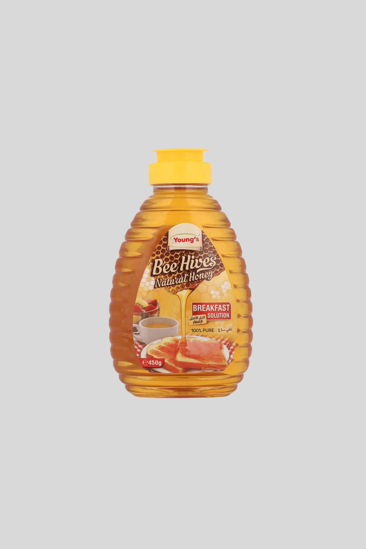 youngs bee hives natural honey bottle 450g